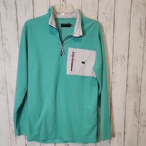 Southern Marsg Quarter Zip Turquoise Knit Top Small